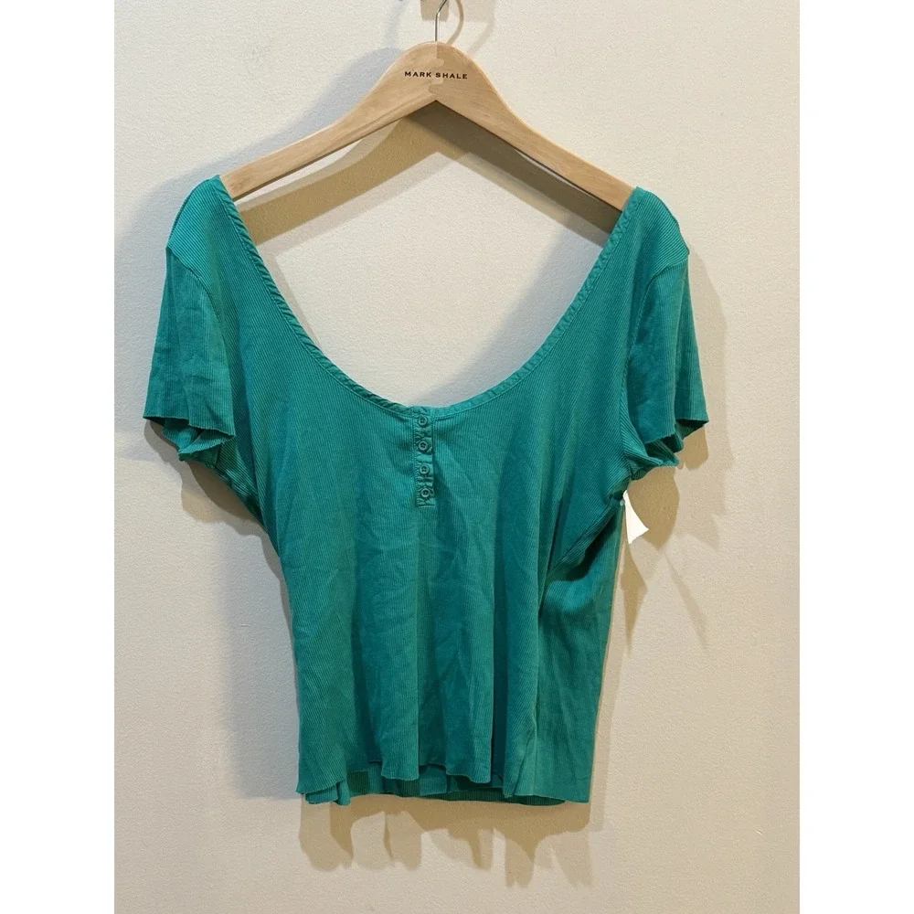 Nation Ltd. Quinn Back Wrap Rib Top‎ Green Size XL